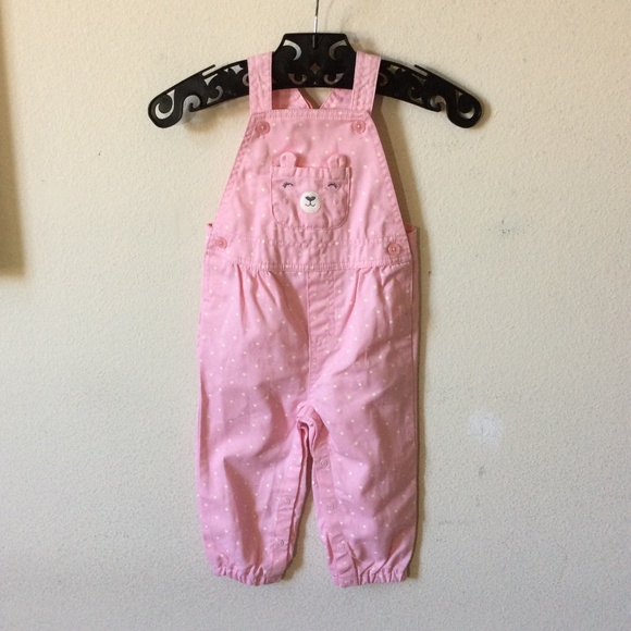 THRED UP Teddy Bear Pocket Snap Girl's Overalls - Picture 2 of 5